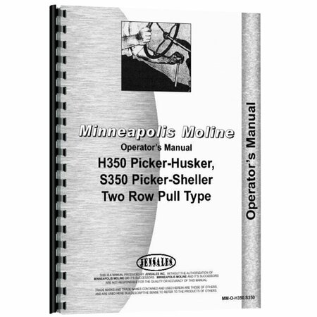 AFTERMARKET New Implement Operators Manual Made for Minneapolis Moline Tractor Model H350 RAP79617